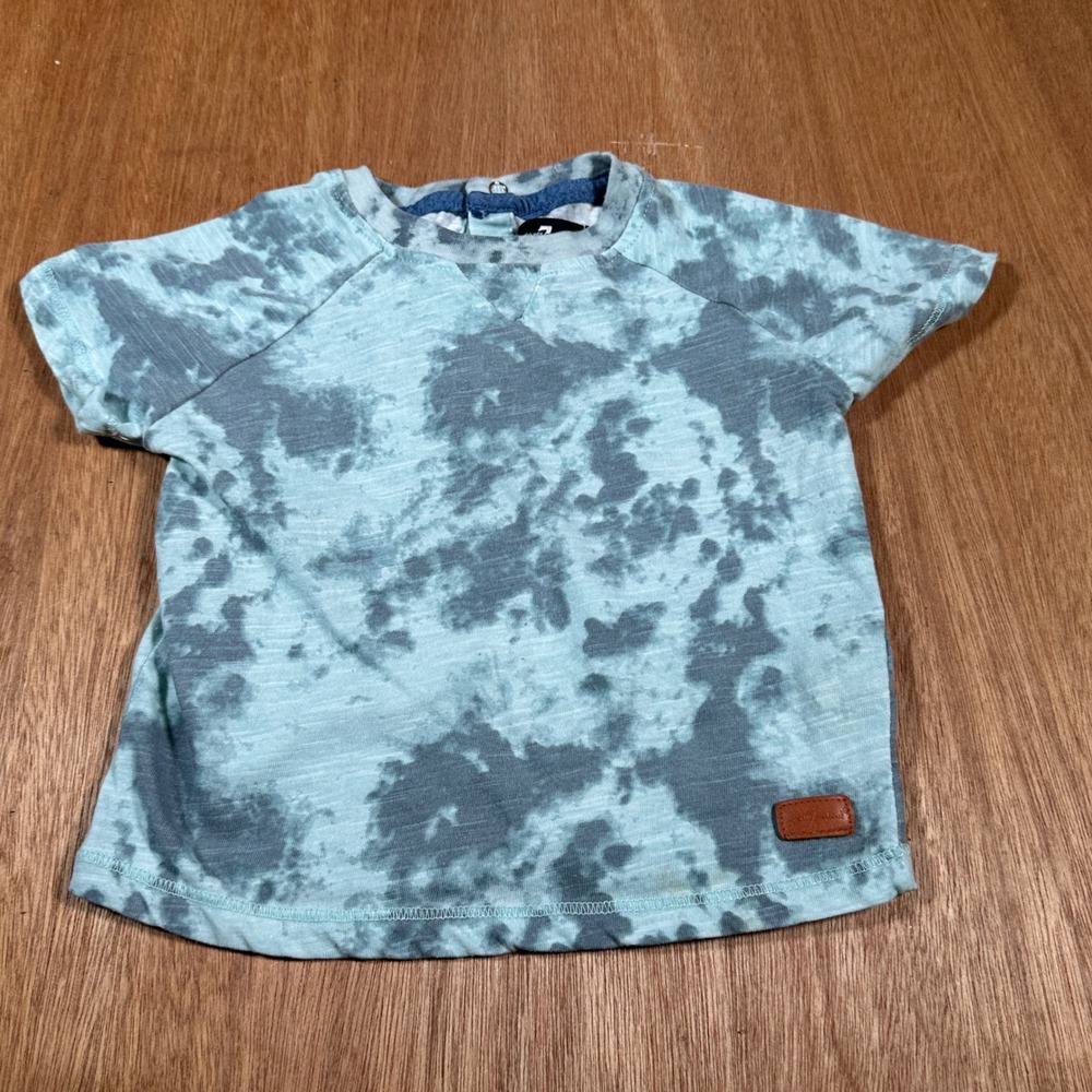 7 For All Mankind T-Shirt Kids 24M Green Tie Dye Slub Jersey Raglan Snap Back